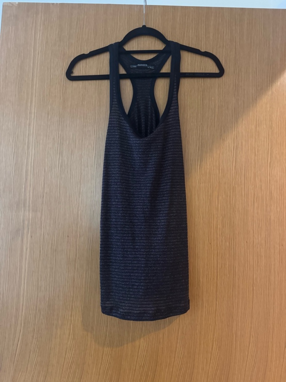 All Saints Black and Gray Striped Tank Top